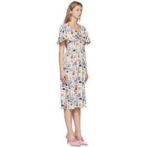 Ashley Williams White Cat Print Bella Dress